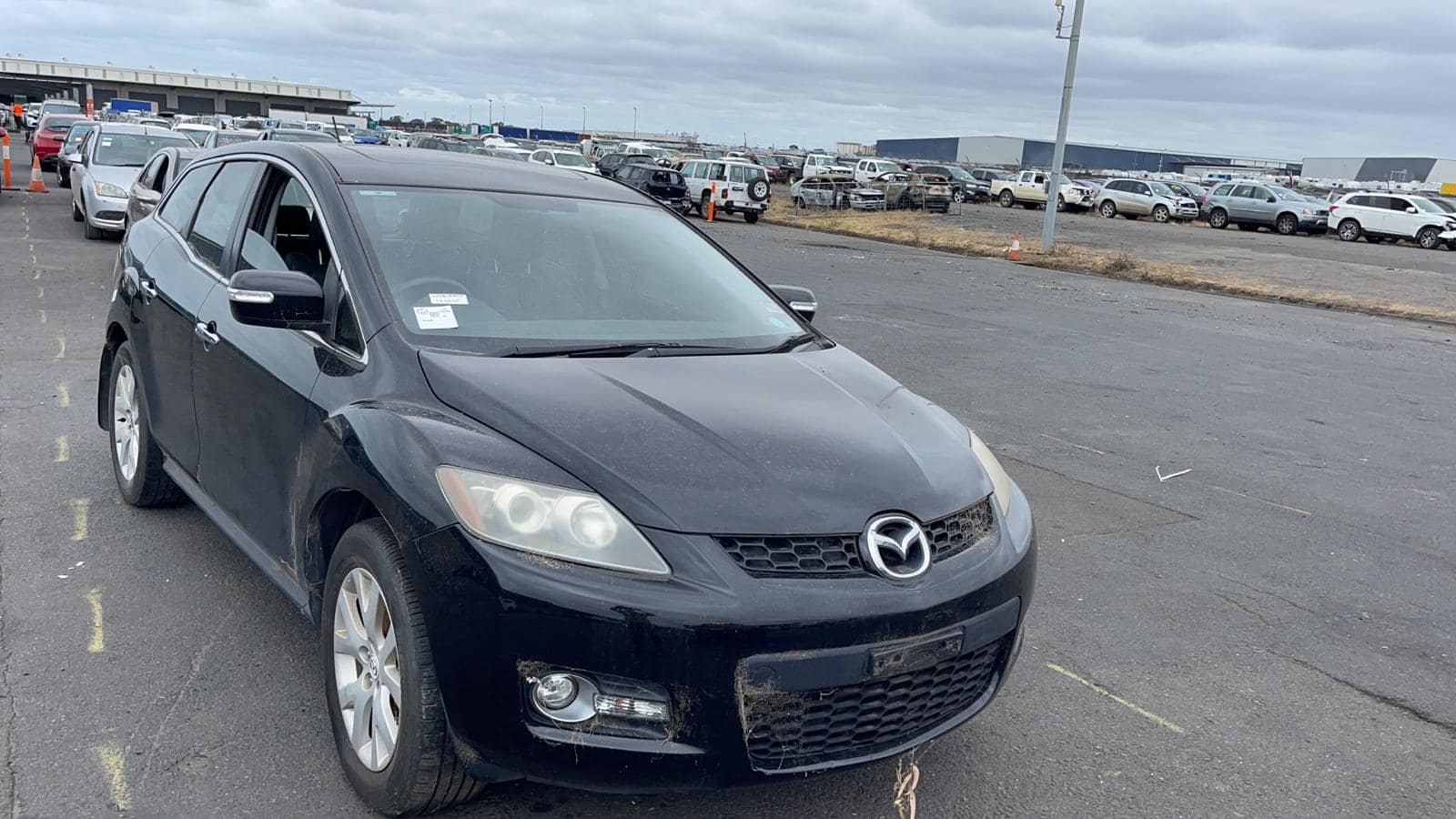 Grey SUV with front damage